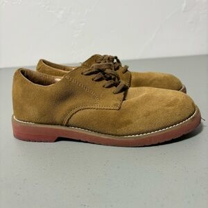 Sperry Top Sider Tevin Boys 2.5M Suede Leather Upper Brown Neutral Oxford Lace